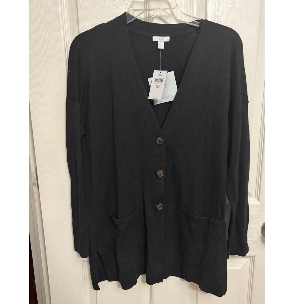 NEW J Jill | V-Neck Cardigan Sweater Black Sz MP 246862